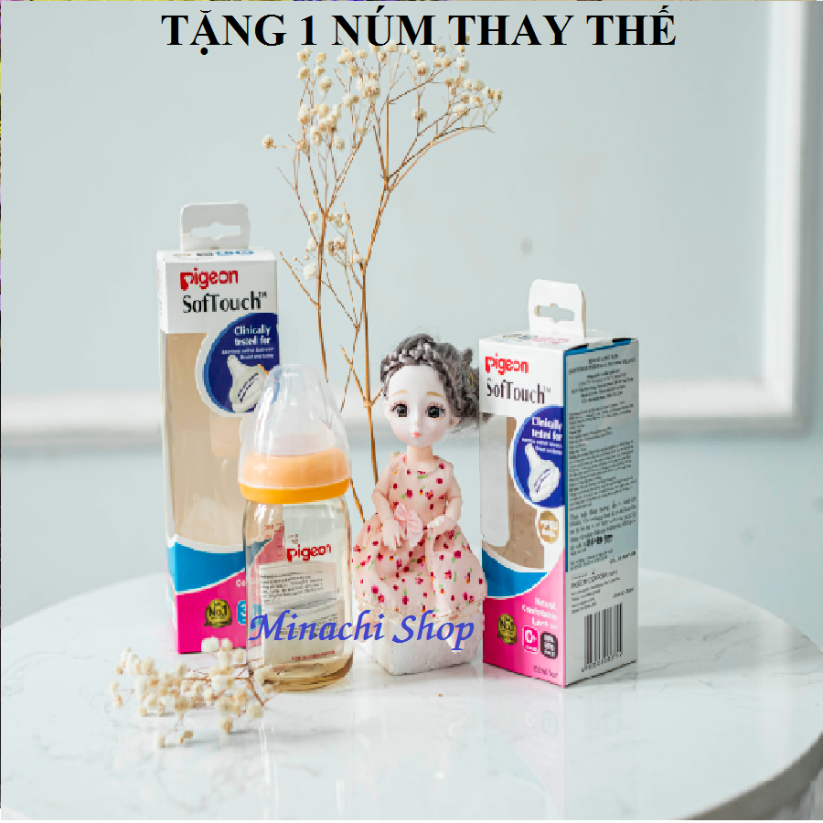 Bình sữa cổ rộng 160ml/240ml cho bé tặng kèm thêm 1 núm ti thay thế