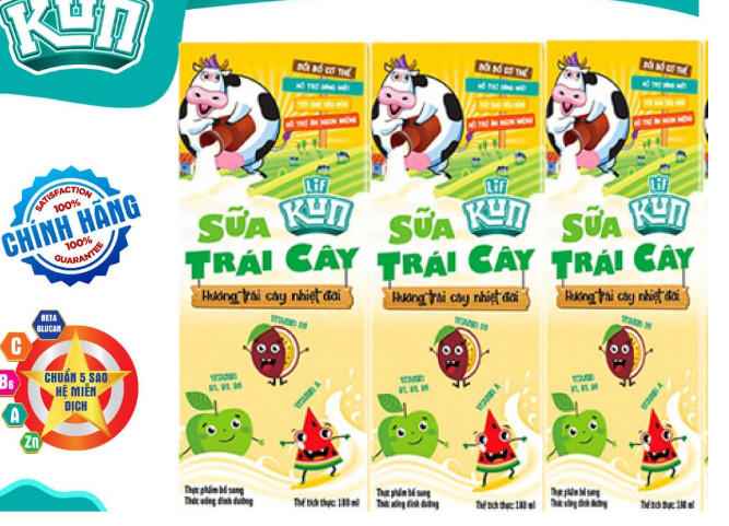 Lốc 4 Hộp Sữa Trái Cây LiF Kun 180ml (Đủ vị)