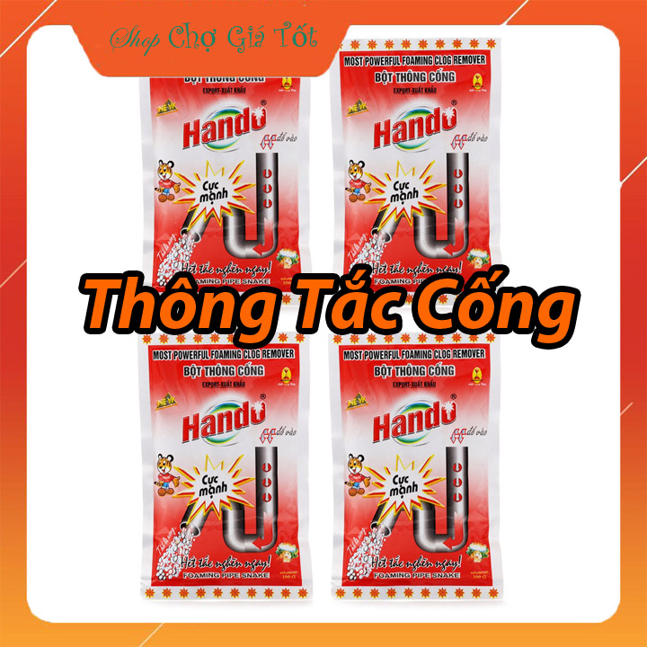 Bộ 4 gói bột thông cống xuất khẩu Hando 100Gr