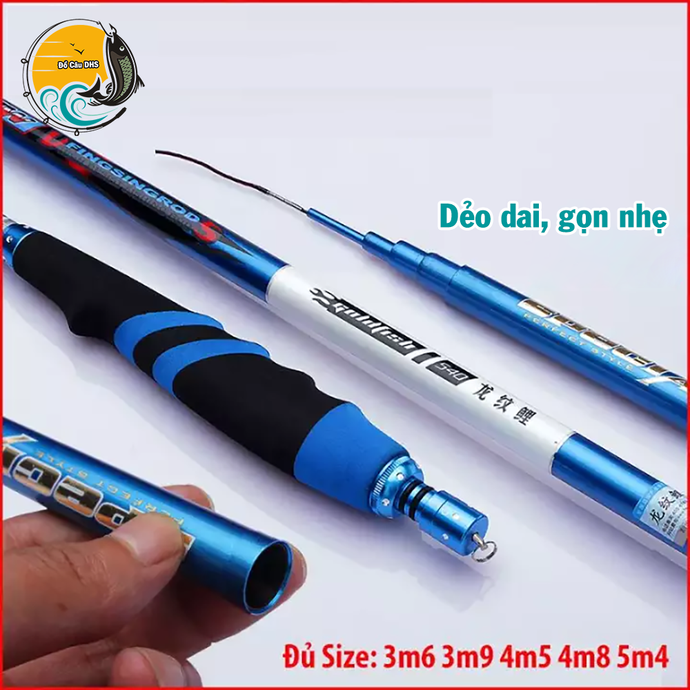 (Tặng Đọt Phụ Đặc) Cần câu tay Carbon GOLDFISH độ cứng 3H Siêu nhẹ, siêu dẻo dai đủ size 3m6 3m9 4m5 4m8 5m4.. cần câu đơn, cần câu tay tốt - Đồ Câu 247