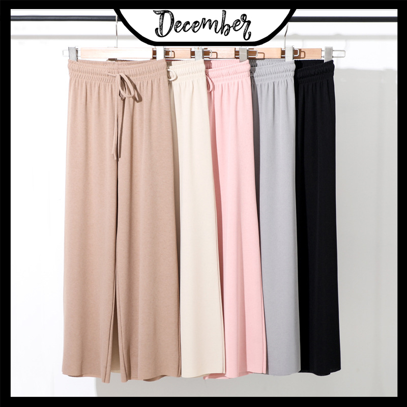 Quần ống rộng nữ culottes xuông dài chất liệu gân tăm siêu mát lạnh - 3 màu Đen, Nâu tây, Be