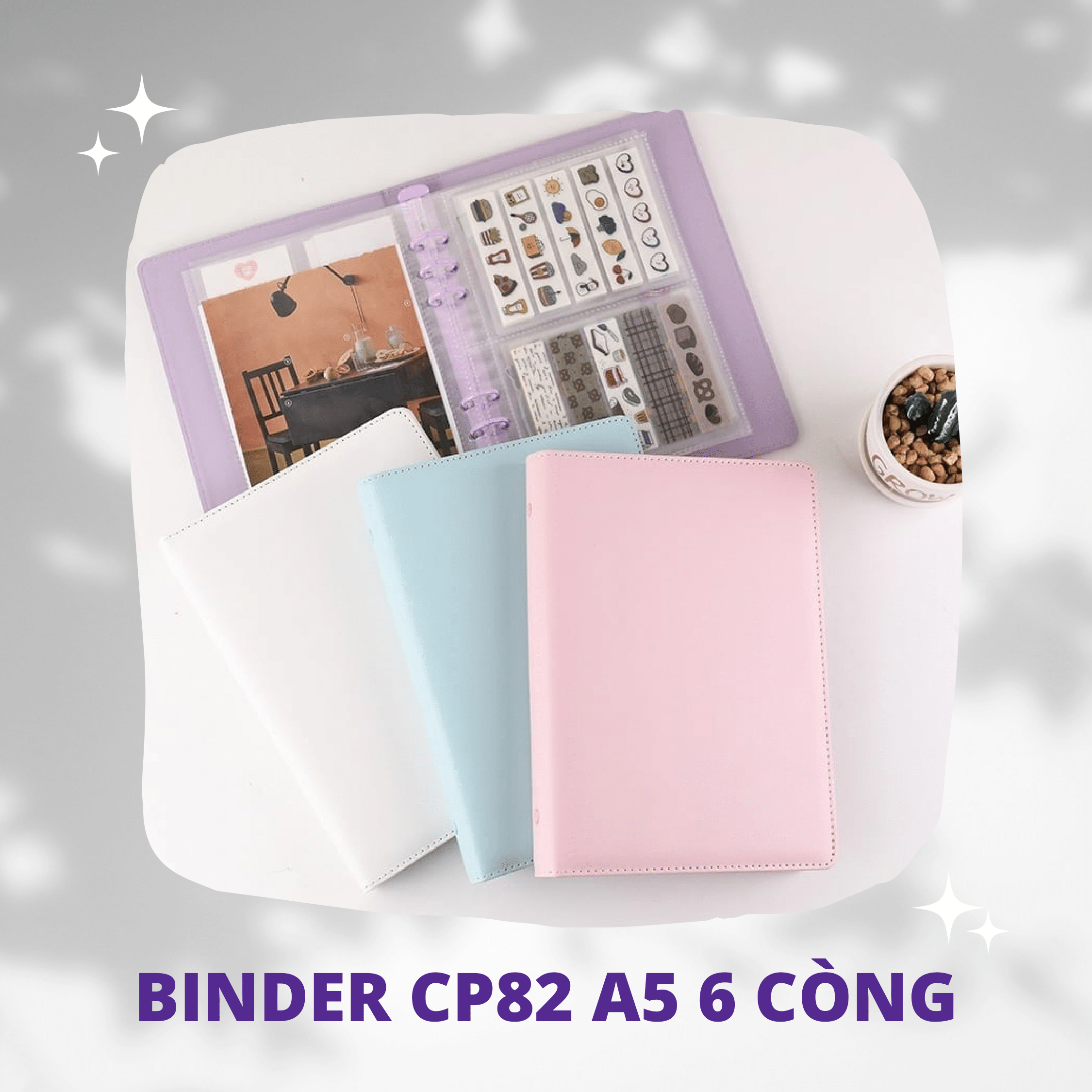 Binder vỏ da a5 - loại 6 còng basic