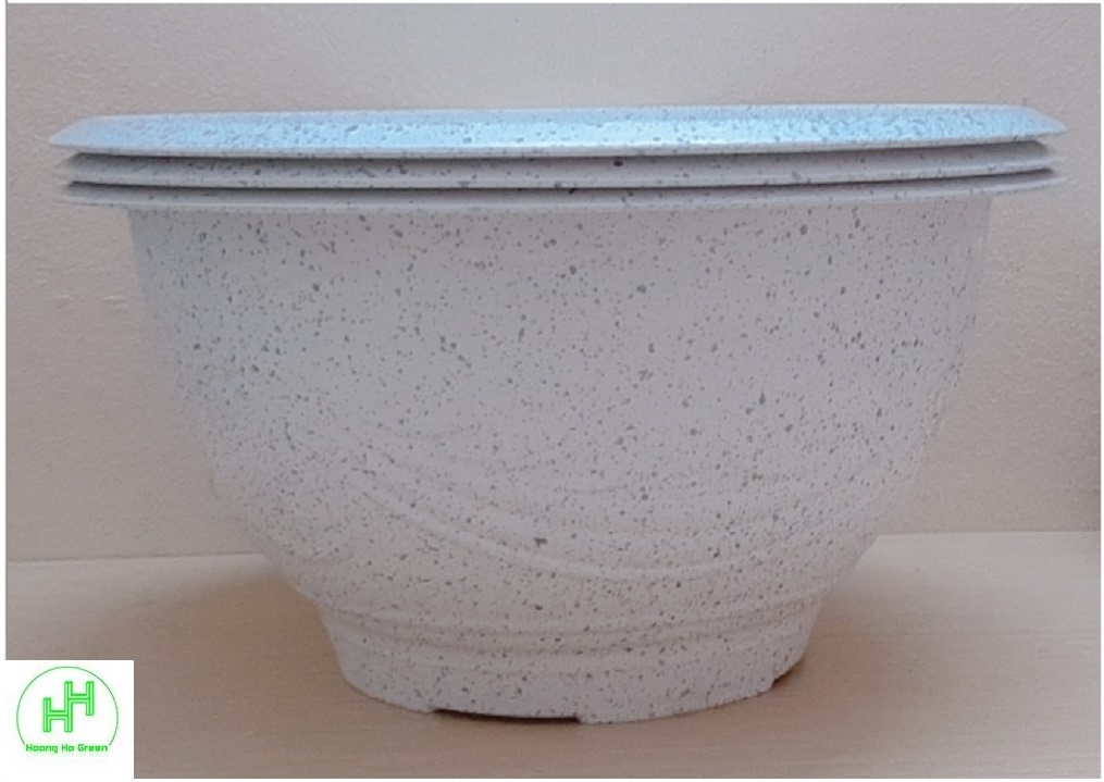 3 Chậu Nhựa Trồng Hoa, Cây Cảnh Giả Đá Trắng Trường Hải T38