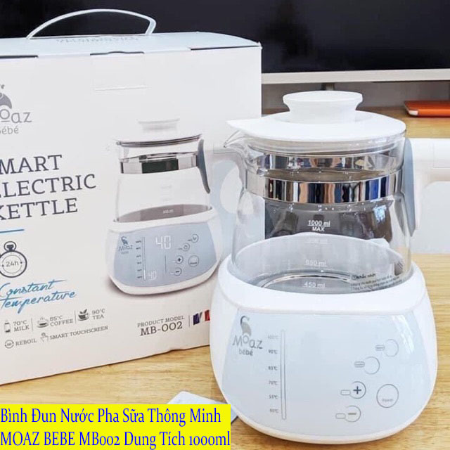 [ Xả Kho ] Bình Đun Nước Moaz Bébé Thông Minh MB-002 | Máy Đun Nước Siêu Tốc Thế Hệ Mới Chức Năng Khử Clo - Giúp Nước Trở Nên Tinh Khiết,   Máy Nước Đa Năng  Pha Sữa, Điều Chỉnh, Hiển Thị Nhiệt Độ Mong Muốn Giữ Nhiệt 24H