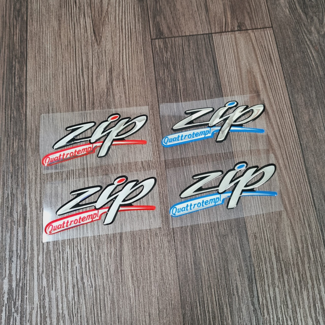 Cặp tem phủ nhựa trong mẫu ZIN chữ PIAGGIO ZIP - Tem chữ ZIP mẫu ZIN dán xe PIAGGIO ZIP