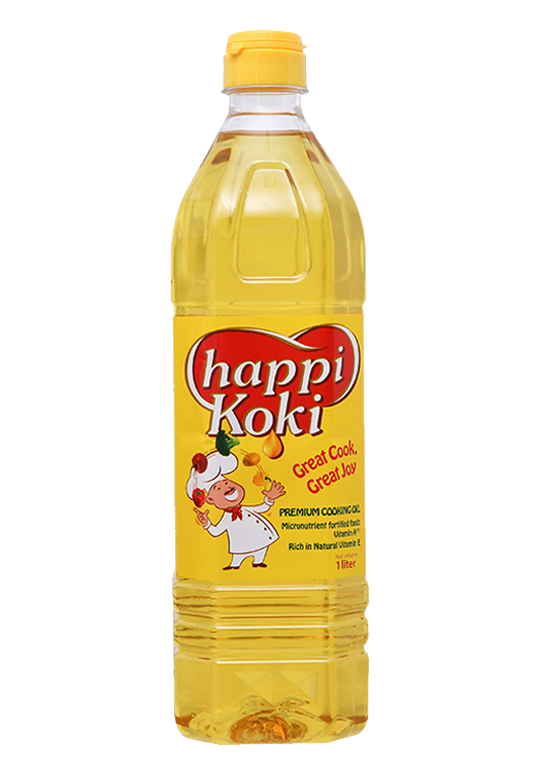 Dầu ăn Happi Koki chai 1 lít - Dầu ăn cao cấp nguồn gốc thực vật không chứa cholesterol