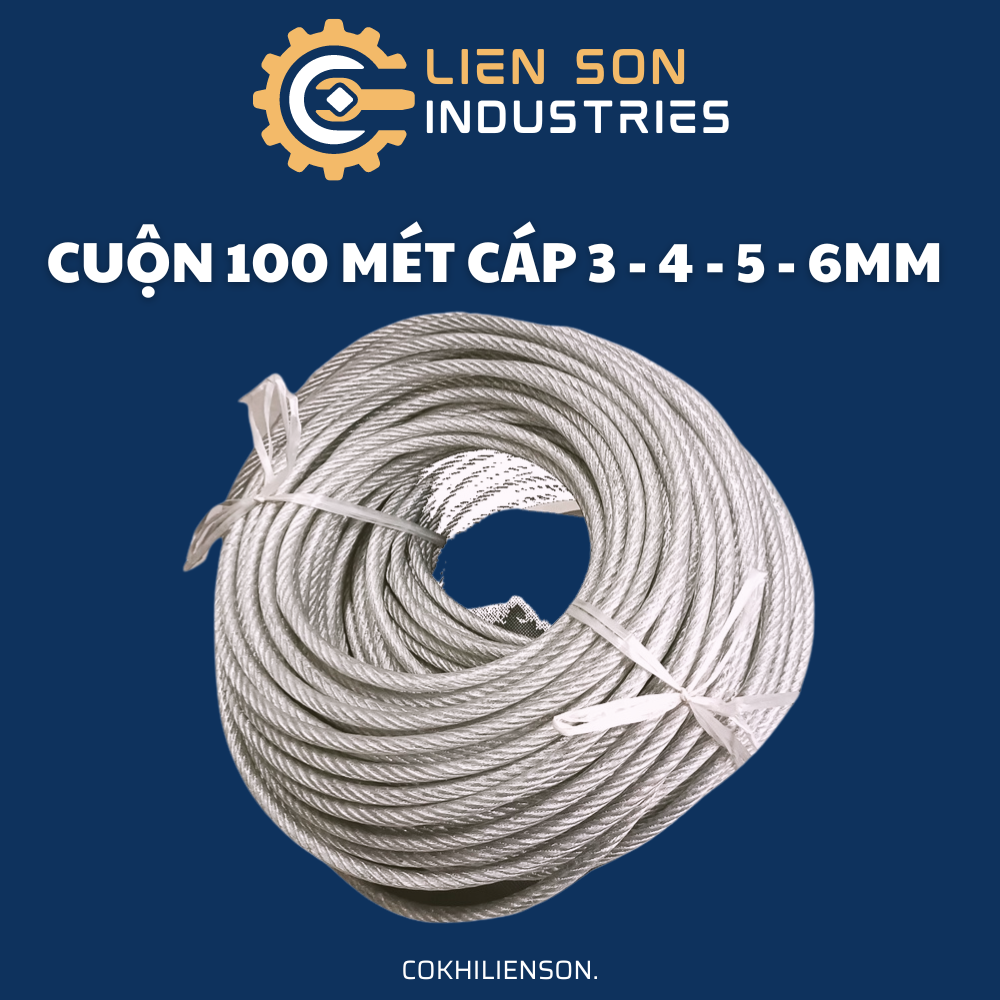 Cáp bọc nhựa cuộn 100 mét - Size 3mm ,4mm,5mm, 6mm cáp bọc nhựa 3ly, cáp bọc nhựa 4ly, cáp bọc nhựa 5ly cáp bọc nhựa 6ly, cáp bọc nhựa 8ly