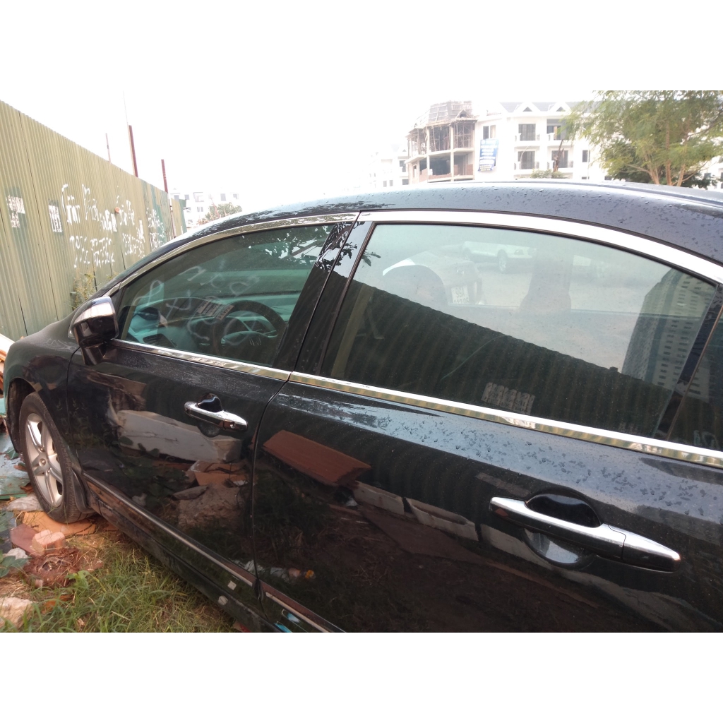 Nẹp viền chân kính và cong kính xe Honda Civic 2007-2012 inox