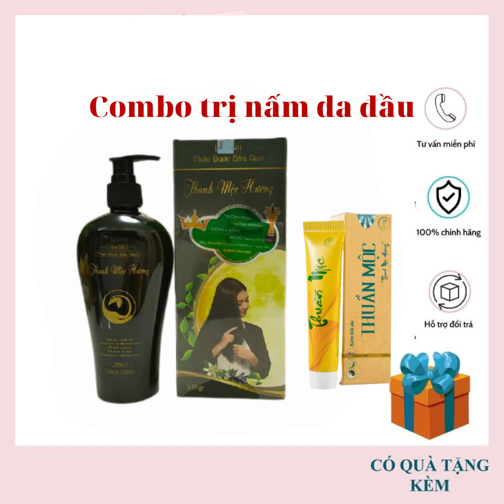 Combo kem bôi da thuần mộc 16g và dầu gội thanh mộc hương 350gr cho da đầu nấm gàu