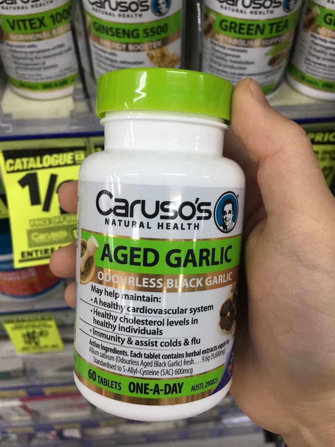 Tinh chất tỏi đen Carusos Aged Garlic 60 Tablets