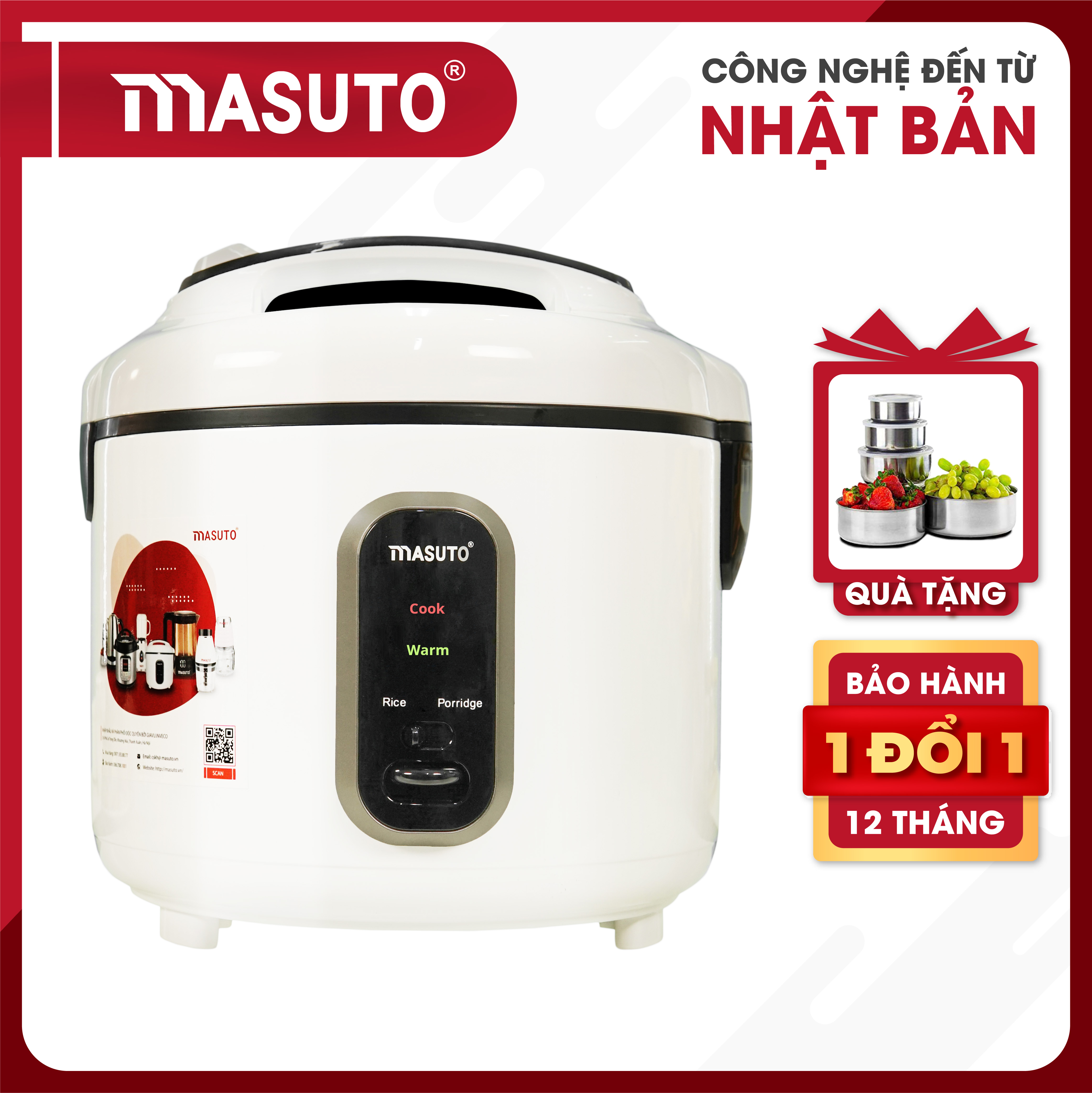 Nồi cơm điện lòng niêu masuto 1,2l- 1,8l nấu ngon vị truyền thống có thể nấu cơm cháy