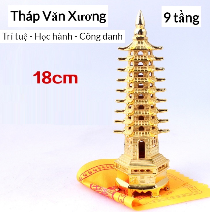 Tháp văn xương 9 tầng - cao 18cm - biểu tượng của trí tuệ, học hành, đỗ đạt, phát triển công danh sự nghiệp thành đạt