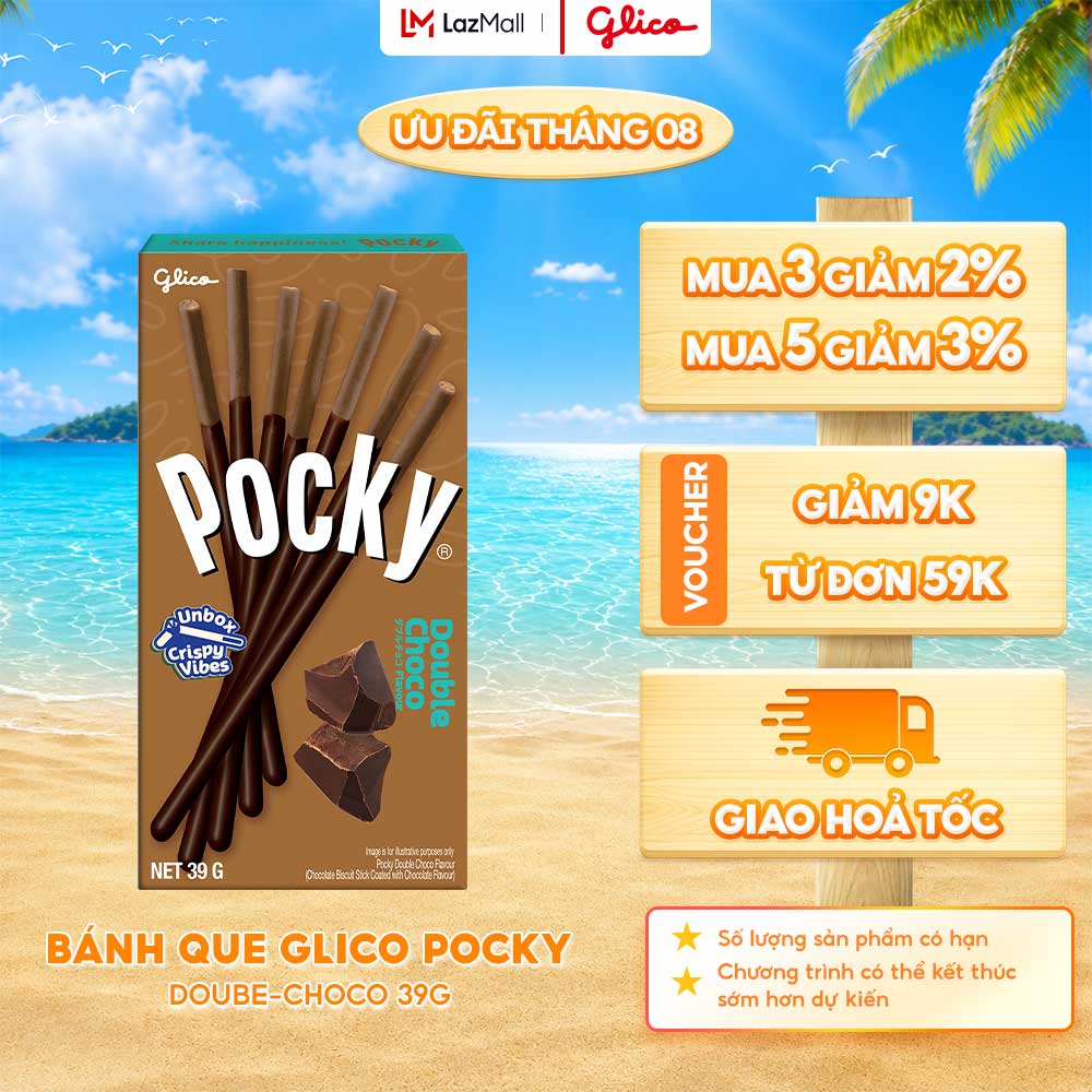 Hộp Lẻ - Bánh Que Socola Glico Pocky Double Choco Phủ Kem Socola