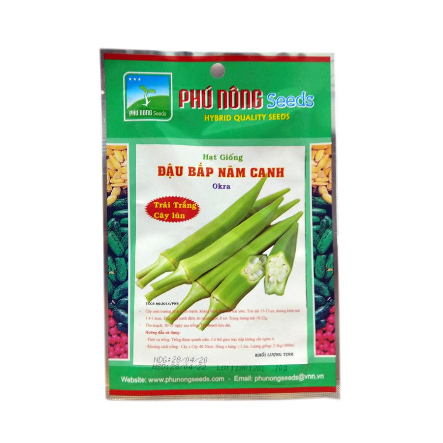 [HCM]Hạt giống Đậu bắp 5 cạnh cây lùn trái trắng Phú Nông - Gói 10g