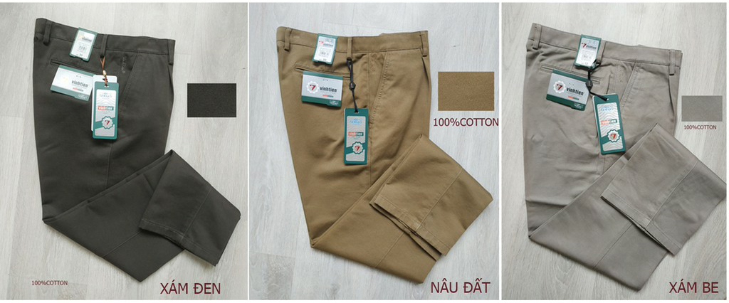 Quần Kaki 1 Ly Trung Niên Vĩnh Tiến Cotton Cao Cấp
