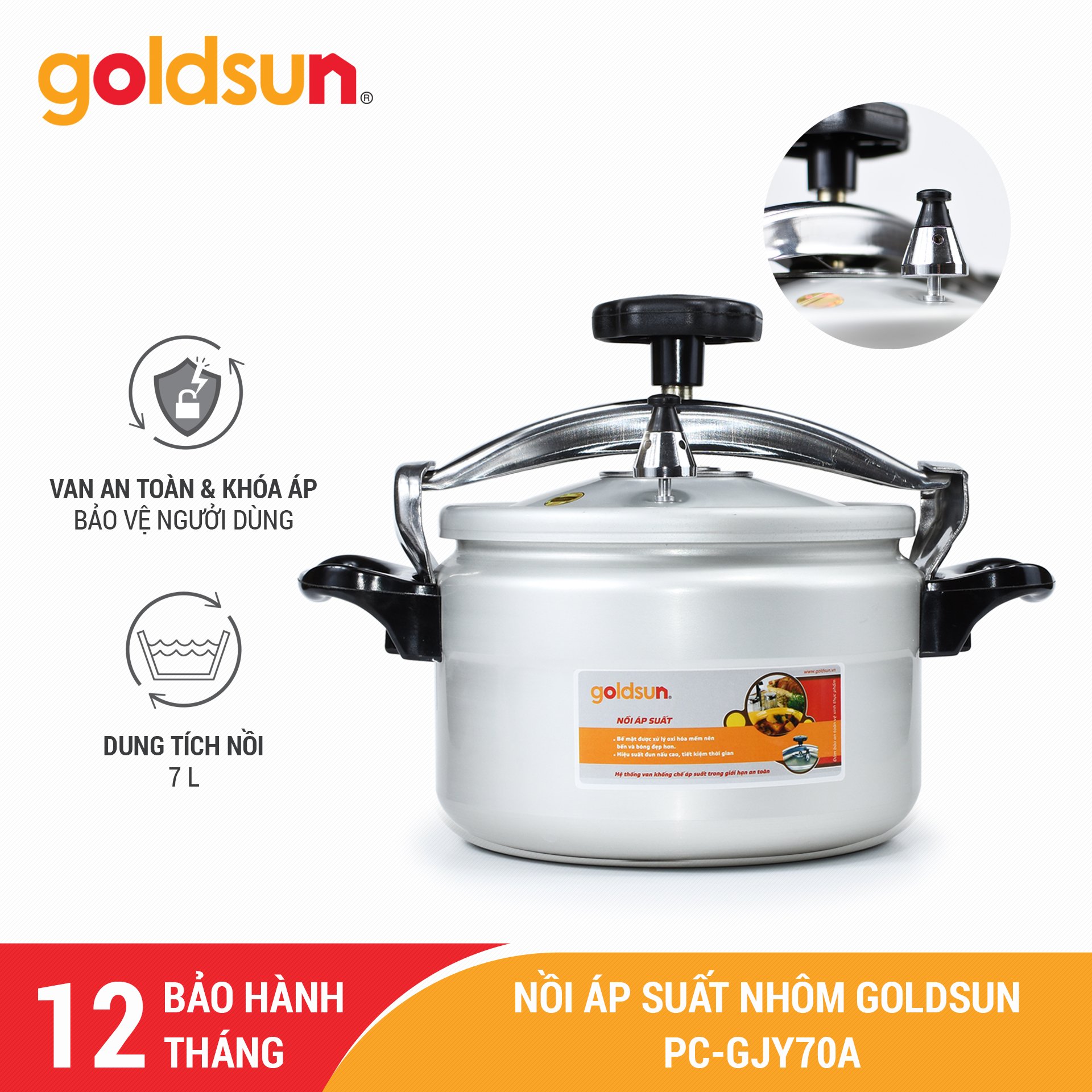 Nồi áp suất Gas Goldsun 7 lít PC-GJY70A Bảo hành 12 tháng