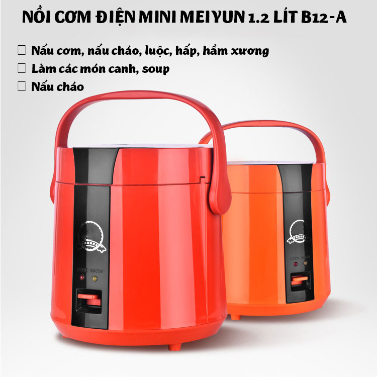 Nồi cơm điện mini 1.2 lít Meiyun B12A lồng rời cho 1-2 người ăn nhỏ gọn tiện lợi- BH điện 12 tháng