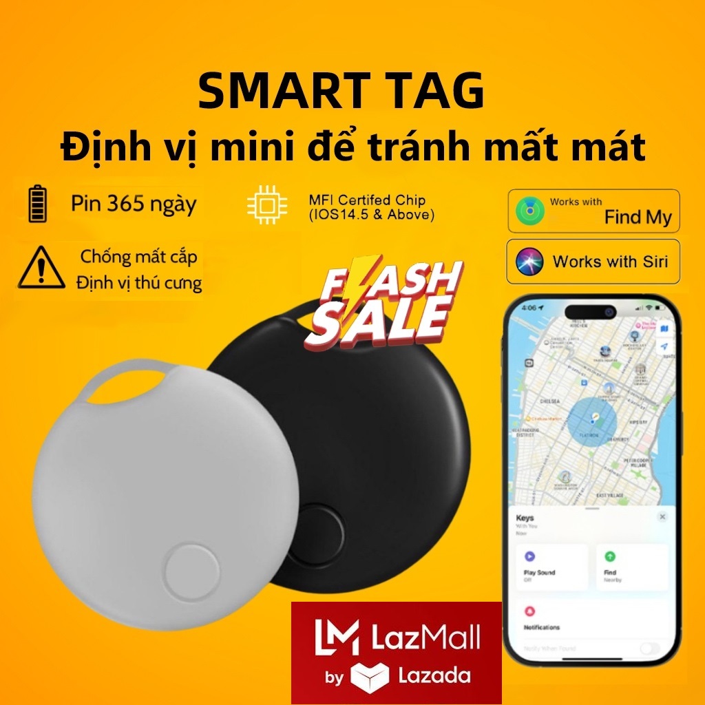 Mã Giảm Giá Cực Sốc LazMall Chính Hãng Định Vị GPS Thông Minh Mini Tag Dành Cho IOS Tìm Ứng Dụng Của Tôi Itag Chống Mất Thiết Bị Nhắc Nhở Mfi Định Vị Chìa Khóa Thiết Bị Định Vị Theo Dõi Smart Tag