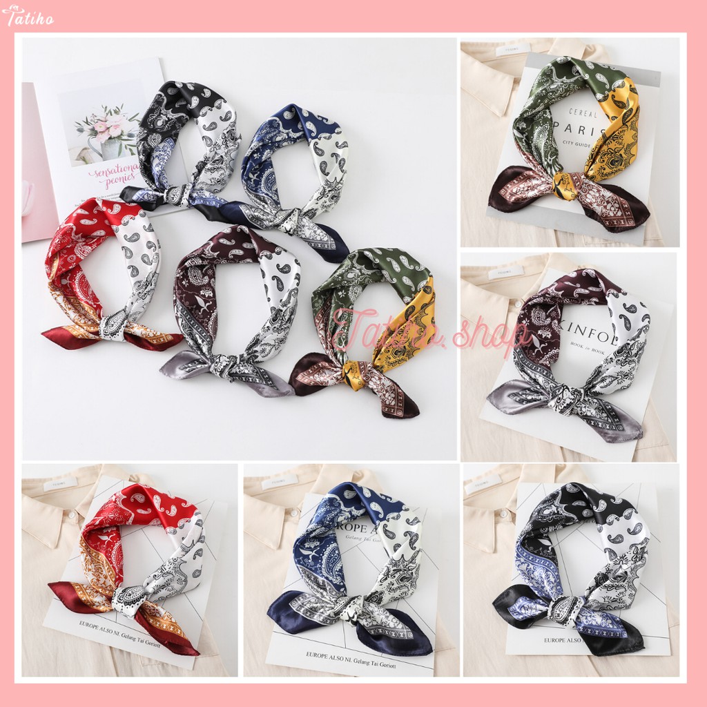Khăn Turban Khăn Bandana EXO Cao Cấp Họa Tiết Tế Bào Đôi 2 Màu - Chất Lụa Satin - 60x60cm - Mã B009