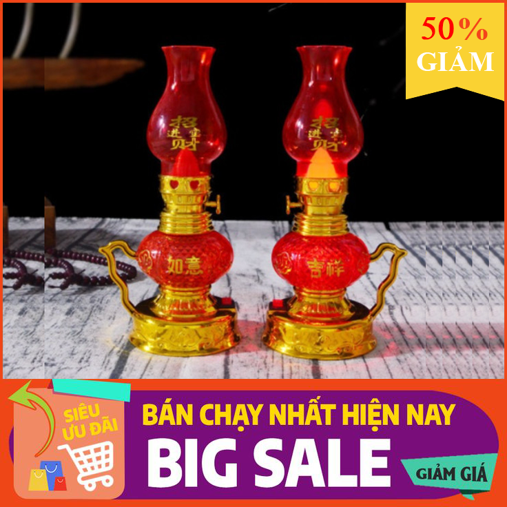 Bộ đèn thờ vĩnh cửu, sử dụng pin, kiểu đèn dầu, đèn để bàn thờ, đèn thờ phật, đèn rẻ nhất