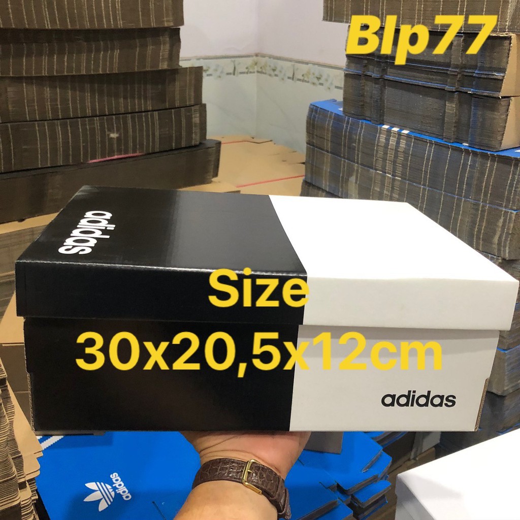 10 hộp đựng giày adidas size 30x20.5x12cm màu trắng đen