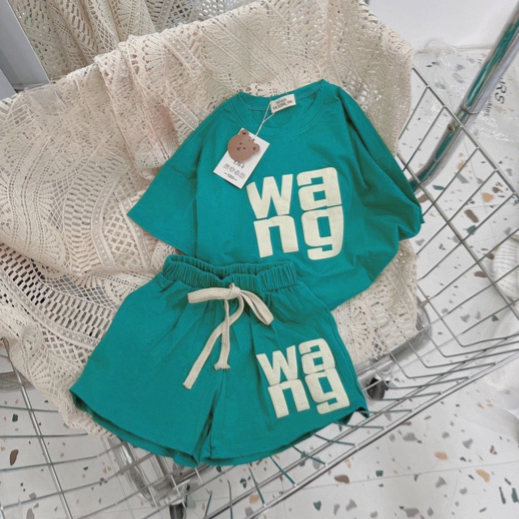 Bộ cộc tay bé gái bộ đùi bé gái chữ wang in nổi
