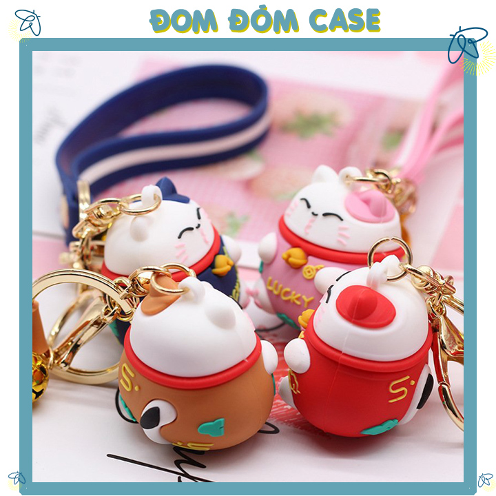 Móc Khóa Thần Tài , Mèo Thần Tài Lucky May Mắn Có Kèm Dây Móc