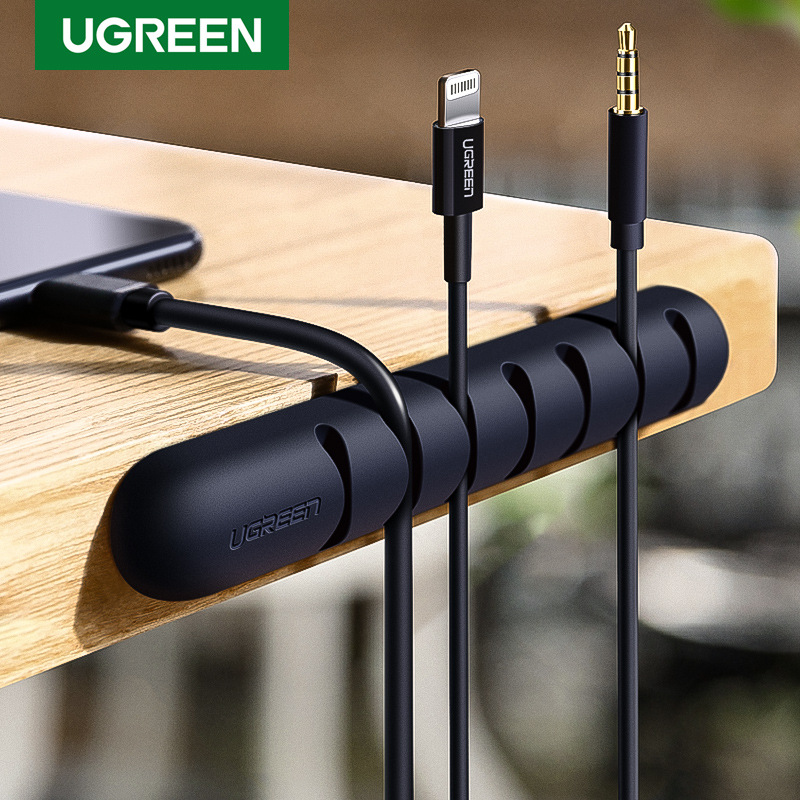 UGREEN 7 Clips Cable Organizer Silicone USB Cable Winder Flexible Cable Management Clips Cable Holder for Mouse Headphone Earphone