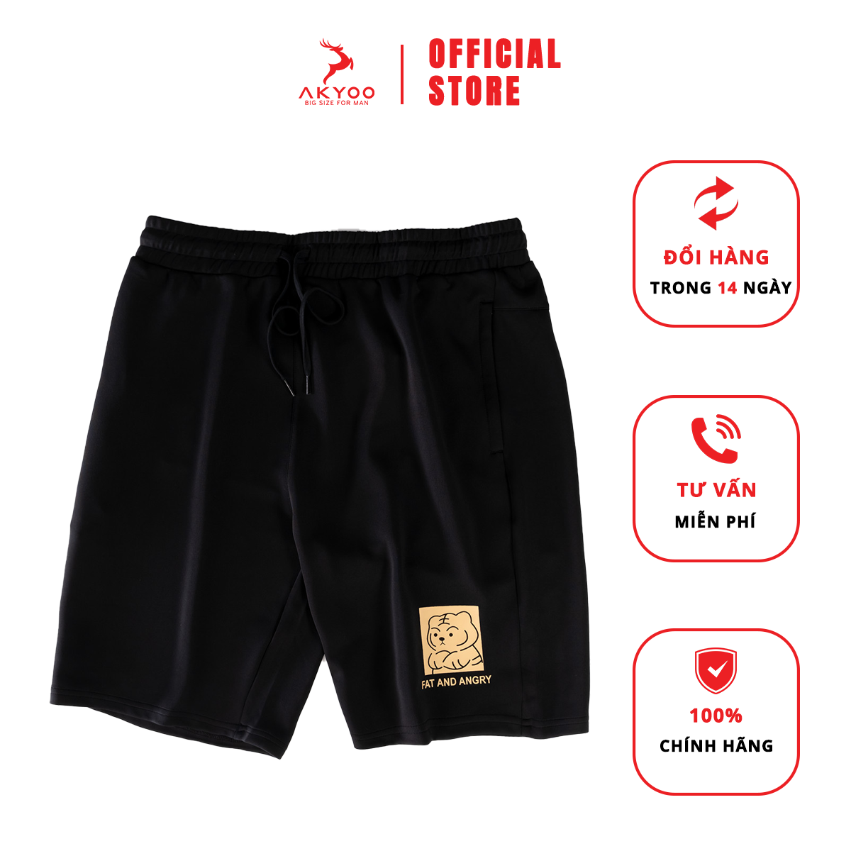 Quần short nam big size 80-140kg, vải thun cotton co giãn, thoáng mát, thoải mái vận động akyoo