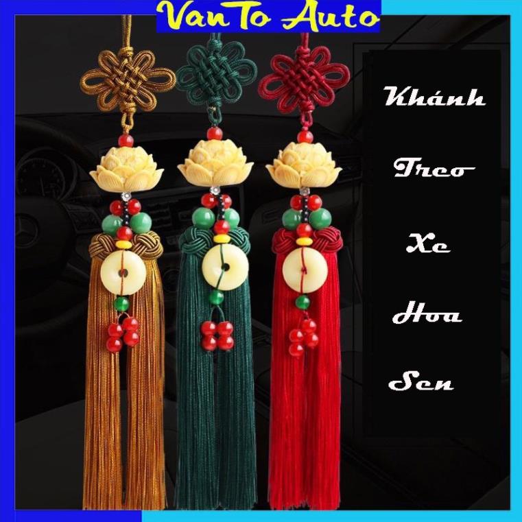 Dây treo xe ô tô hoa sen - khánh treo xe ô tô hoa sen vàng