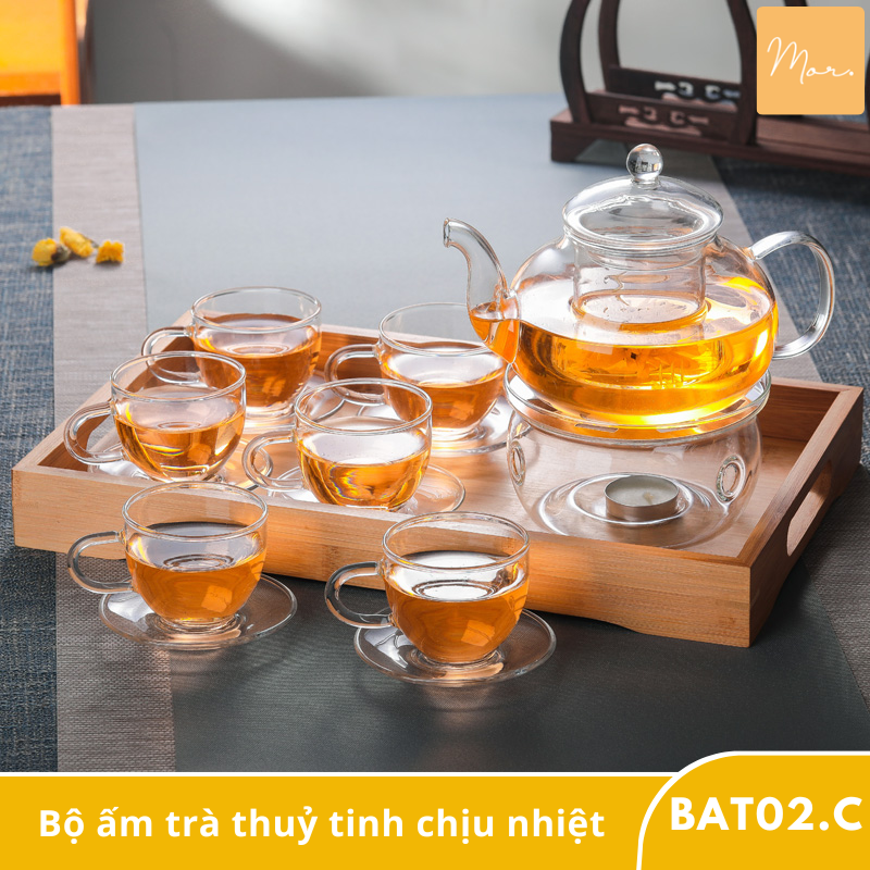 Bộ ấm trà thủy tinh chịu nhiệt - 600ml - bat02c