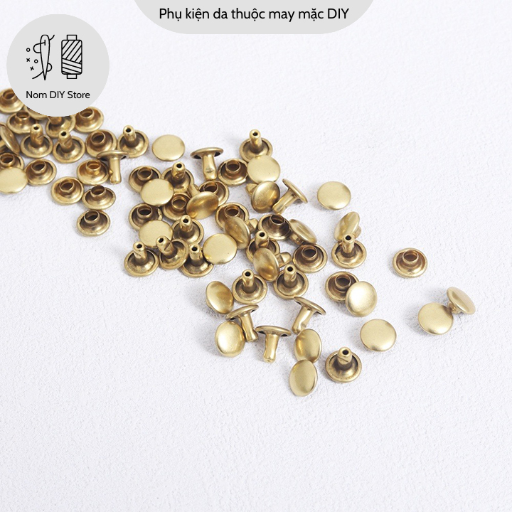 Set 10 đinh tán túi xách chất đồng thau đúc màu vàng cổ phụ kiện làm bóp ví đồ da thủ công handmade