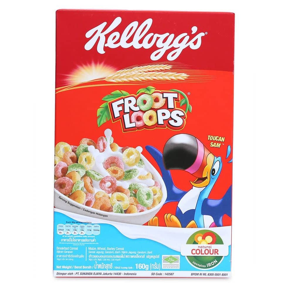 Ngũ cốc Kellogg's Froot Loops Thái Lan vị trái cây hộp 160g
