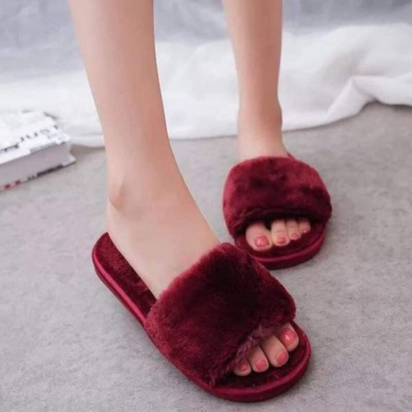 Dép lông đi trong nhà - màu đỏ size 36