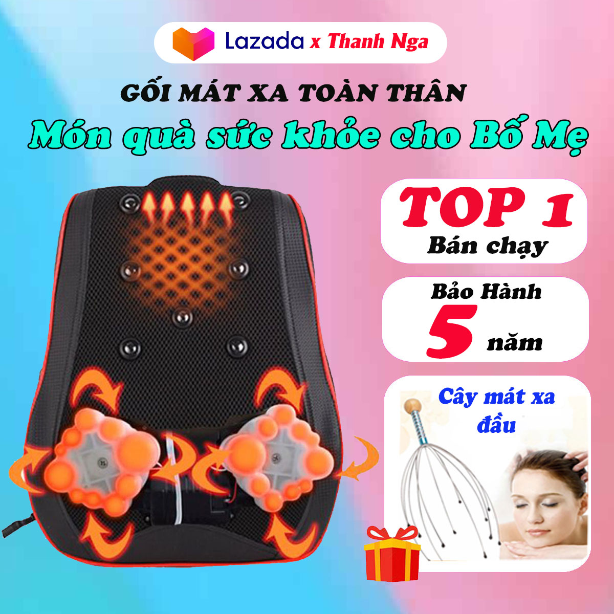Máy massage cổ vai gáy YD-708 bản cao cấp, gối mát xa cổ vai gáy lưng và cột sống loại tốt 16D chính hãng, gối matxa có hồng ngoại với 20 bi xoay cho cảm giác chân thực như tay người, giảm đau mỏi nhanh phù hợp dùng tại nhà