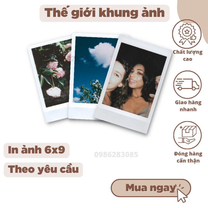 In ảnh cỡ 6x9, in ảnh 1k cỡ nhỏ phong cách, ảnh poladroid hiện đại