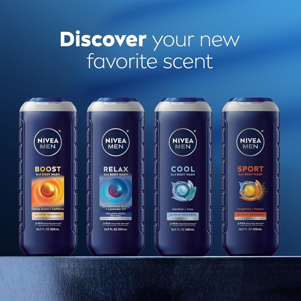 Sữa tắm NIVEA MEN 3 trong 1 body wash 500ml -Relax / Boost (Mỹ)