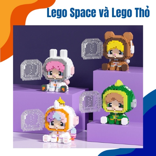 Lego lắp ghép phi hành gia vũ trụ space 1288pcs và lego thỏ ngọc
