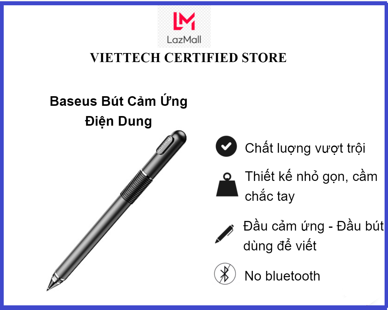 Bút cảm ứng điện dung 2 trong 1 baseus smartphone tablet ipad - chính hãng