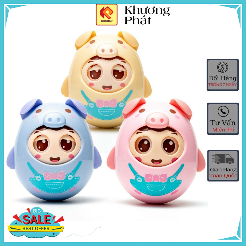 Lật đật heo con đồ chơi tinh nghịch chớp mắt có chuông nhẹ nhàng cho bé. siêu dễ thương