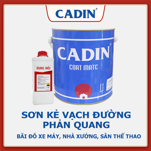 Combo SƠN KẺ VẠCH PHẢN QUANG CADIN kèm Dung Môi Pha Sơn (Lon 05Kg) dành cho Bãi đỗ xe máy, nhà xưởng, sân thể thao