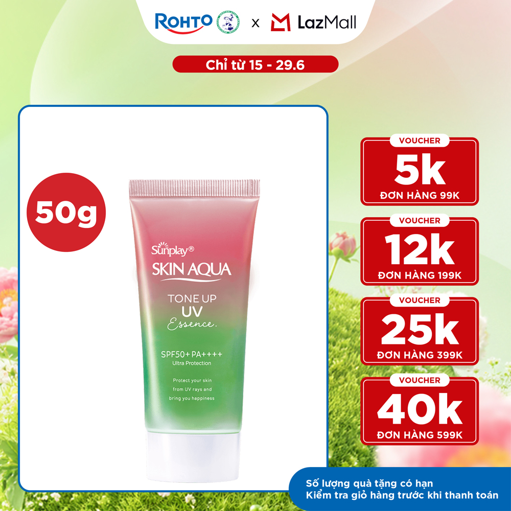 Kem chống nắng nâng tông Skin Aqua Tone up Rose cho da trắng, khuyết điểm xanh hoặc tái xanh, dạng tinh chất Sunplay Skin Aqua Tone Up UV Essence Rose SPF 50+ PA++++ 50g