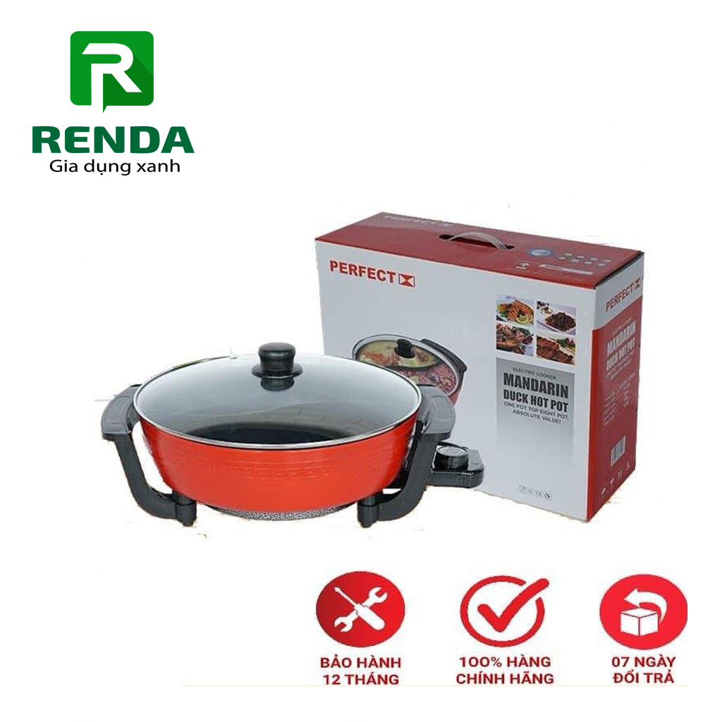 Nồi lẩu điện đa năng 2 ngăn Perfect PF-A2N chống dính công suất 1360w bảo hành 12 tháng màu đỏ