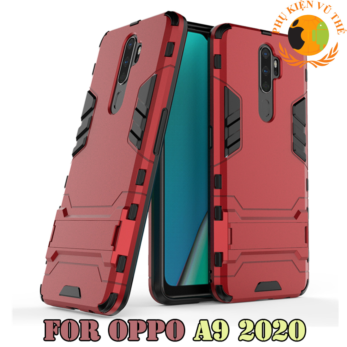 Ốp Lưng Chống Sốc Iron Man Cho Oppo A9 (2020) Có Dựng Lưng Sơn Tĩnh Điện