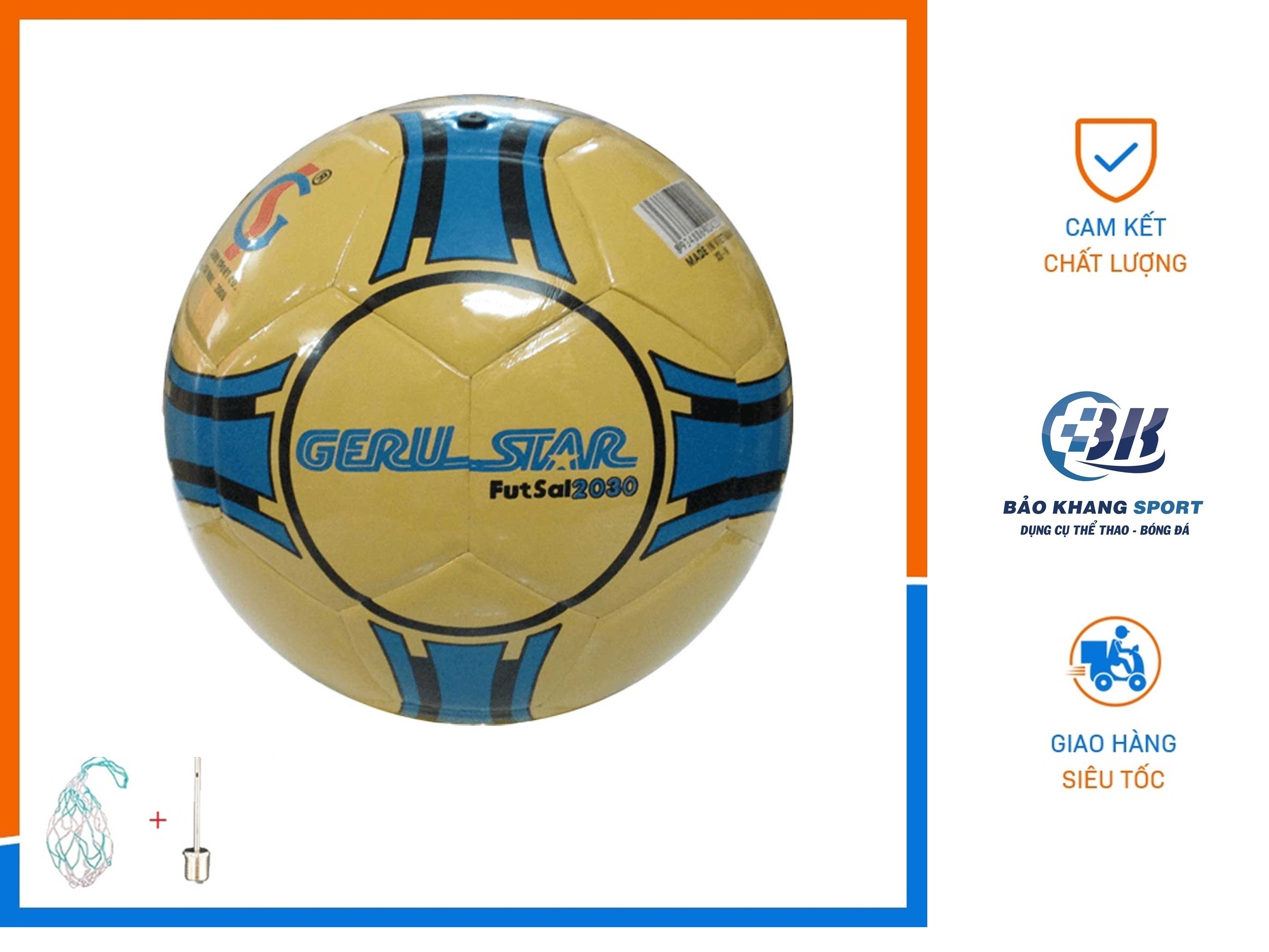 Bóng đá Gerustar Futsal 2030 - Tặng kèm lưới đựng banh + Kim bơm banh