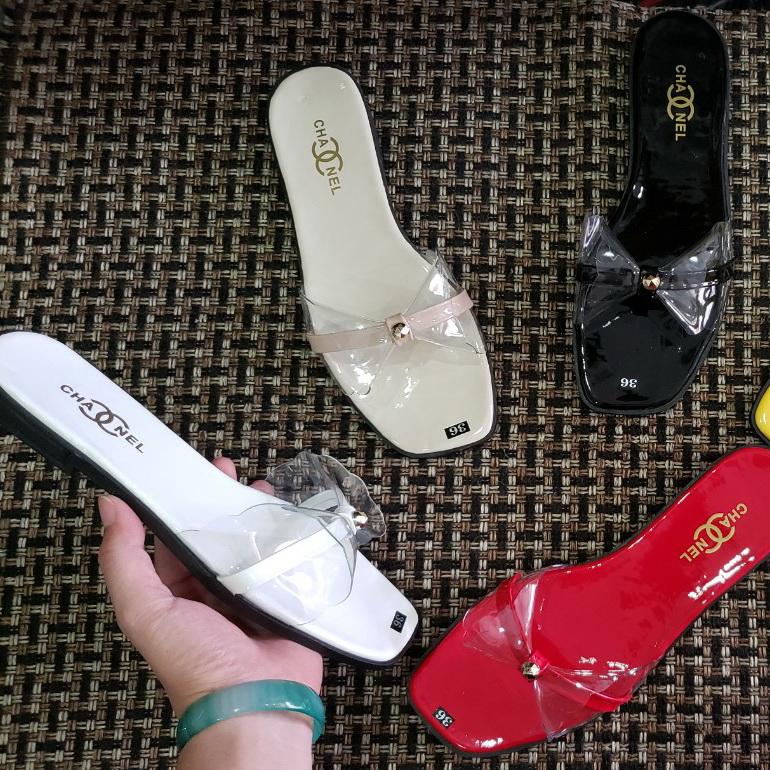 [HCM]Dép quai nơ mika trong suốt