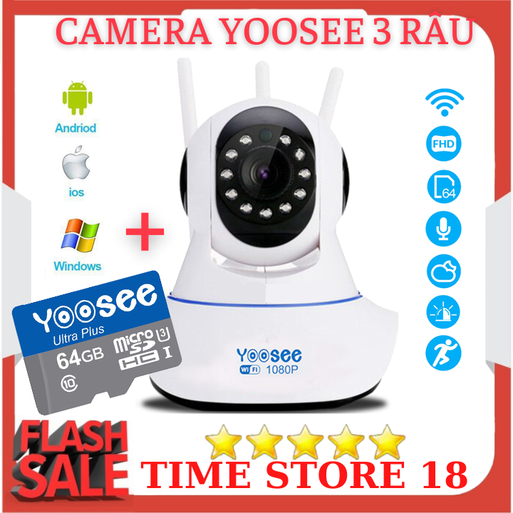 ( Tùy Chọn Thẻ Nhớ 128Gb ) Camera IP wifi YOOSEE xoay 360° độ phân giải 2.0M - 1080P siêu nét