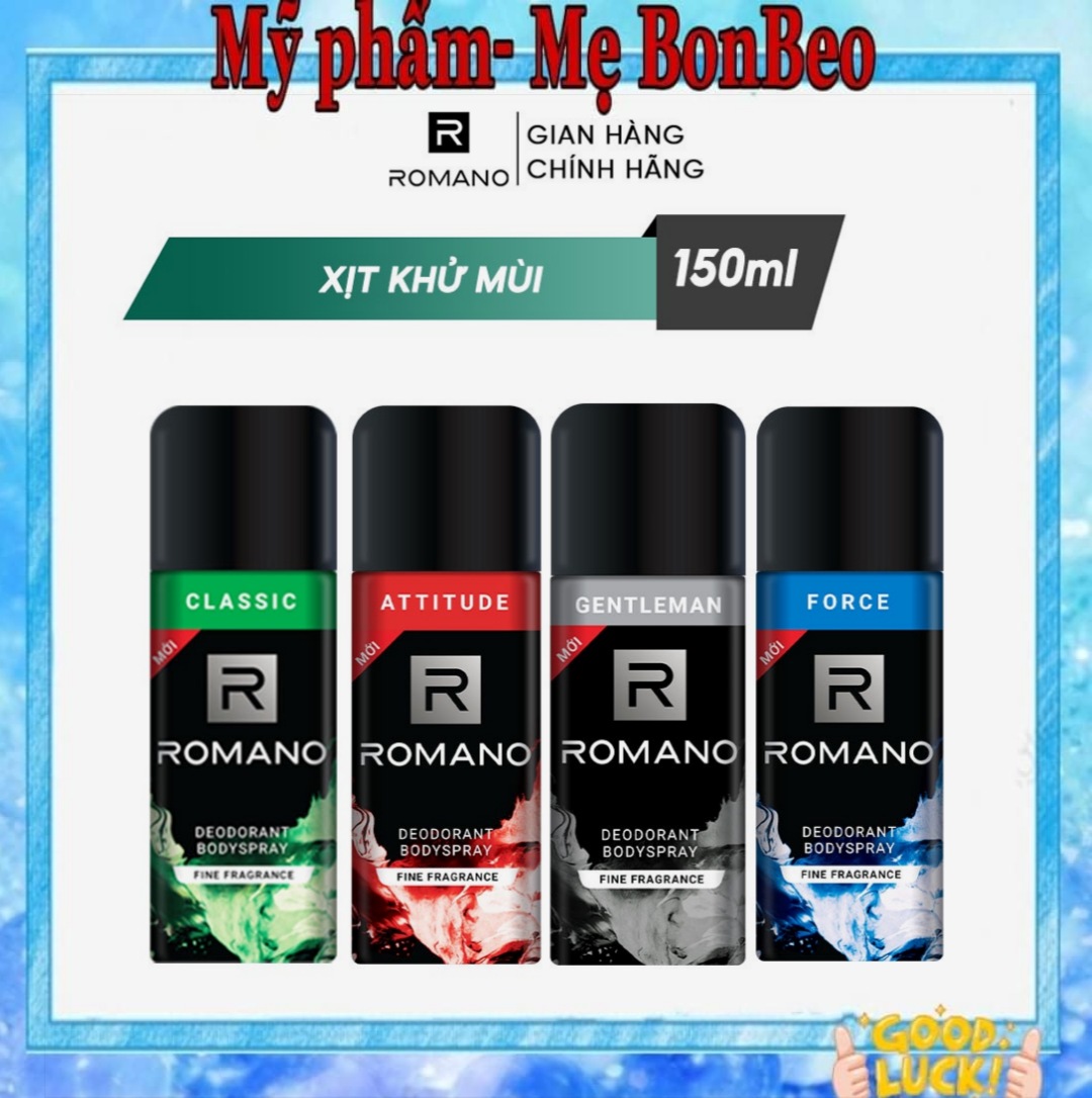 Xịt khử mùi toàn thân Romano 150m/195ml