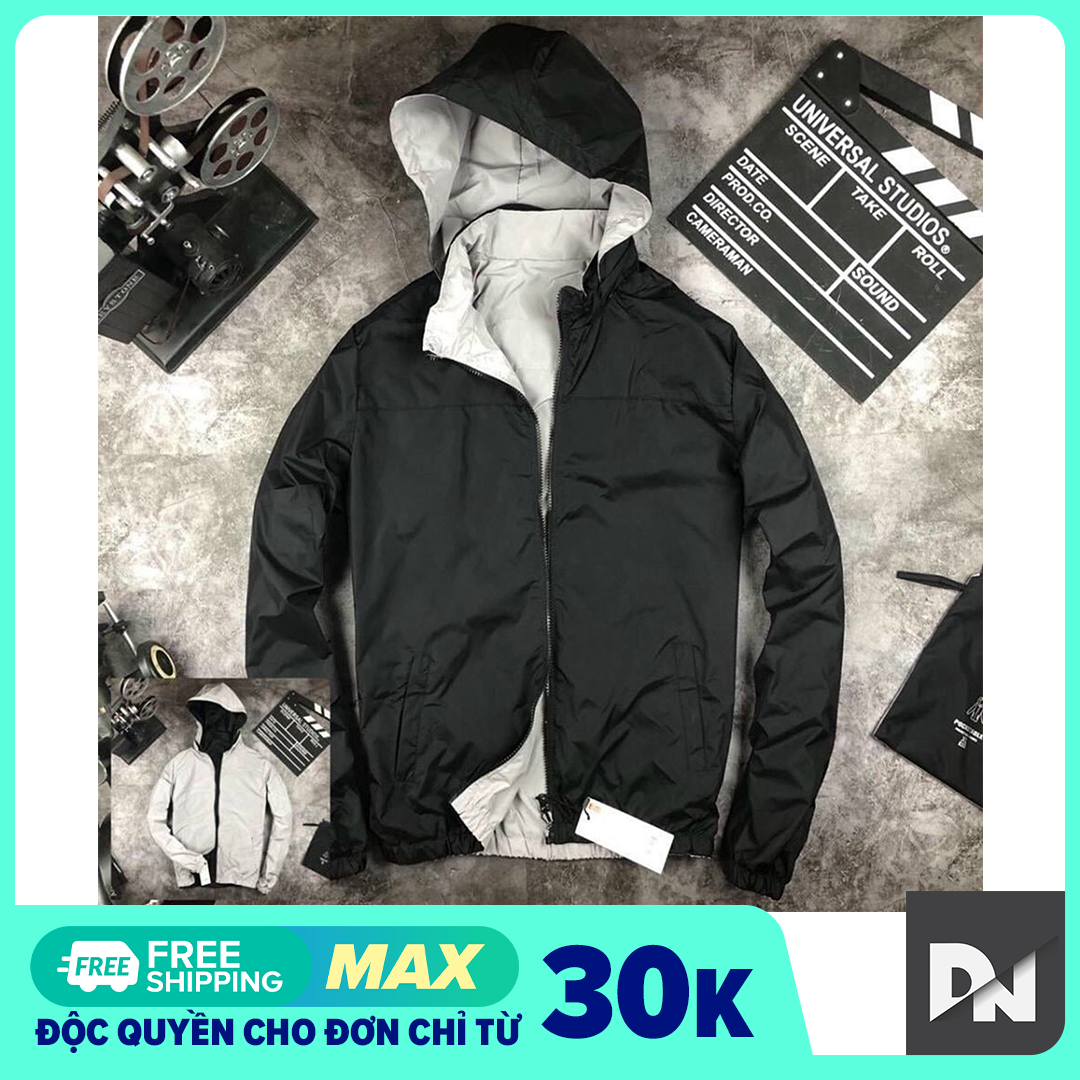 [HCM]Áo Khoác Nam 2 Mặt Đen Trắng Cao Cấp Áo Khoác Gió Nam Nữ Nhiều Size 45-80 Kg (L-3XL)