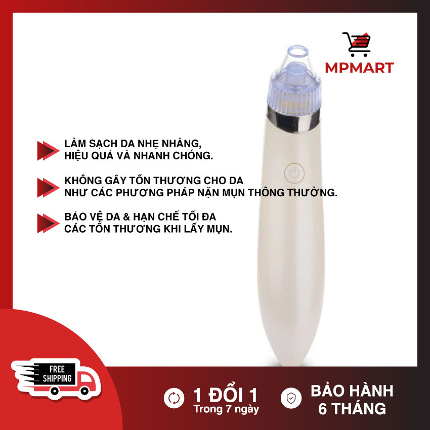 Máy Hút Mụn Đầu Đen, Máy Hút Mụn Cám, Máy Hút Mụn Cầm Tay - Hút Tất Cả Mụn Cám, Mụn Bọc, Mụn Mủ Trên Cơ Thể. Máy Hút Mụn Sạch Sâu Bên Trong Da Mặt. Sản phẩm được bảo hành 6 tháng bởi MPMART